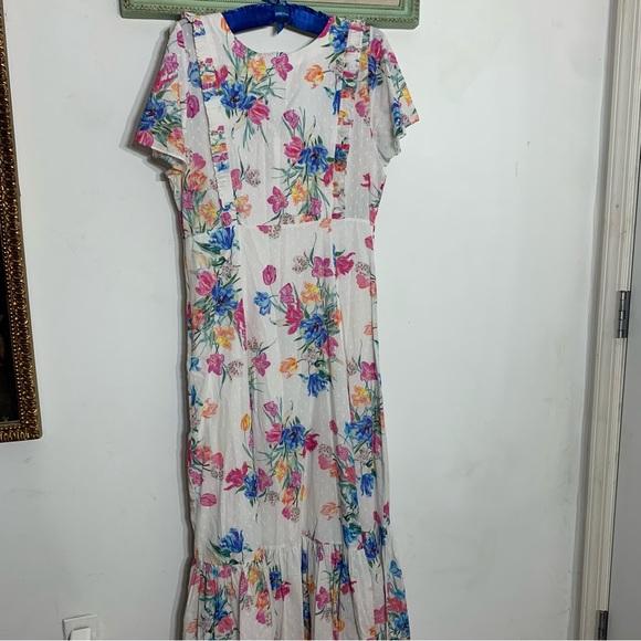 NWT LOVESHACKFANCY Vinnie Short Flutter Sleeve Maxi Dress Floral Size 12 - Picture 4 of 9